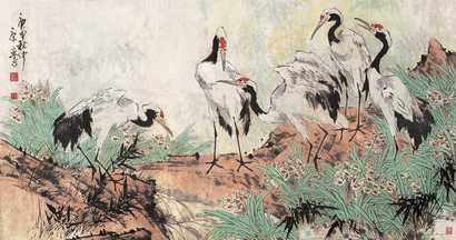 康宁 庚申（1980年）作 五德图 镜心